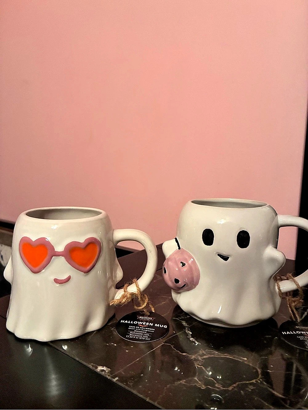 Halloween Mug Set of 2 White & Orange